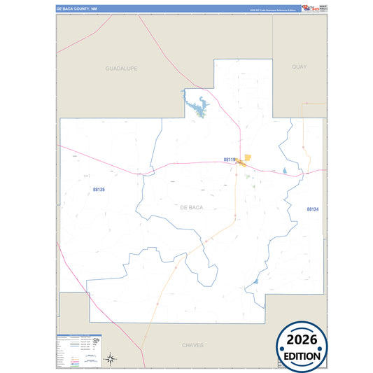 De Baca County, NM Business Reference 5 Digit ZIP Code Wall Map