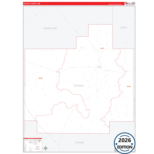 De Baca County, NM Red Line 5 Digit ZIP Code Wall Map