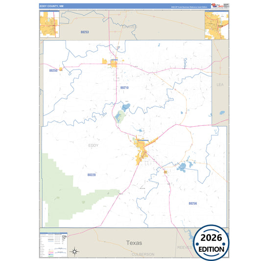 Eddy County, NM Business Reference 5 Digit ZIP Code Wall Map