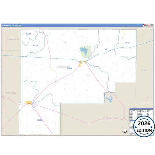 Guadalupe County, NM Business Reference 5 Digit ZIP Code Wall Map