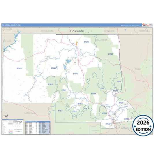 Rio Arriba County, NM Business Reference 5 Digit ZIP Code Wall Map