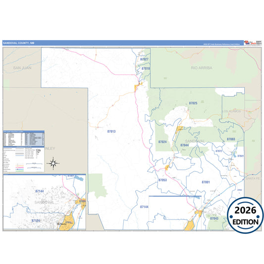 San Juan County, NM Business Reference 5 Digit ZIP Code Wall Map