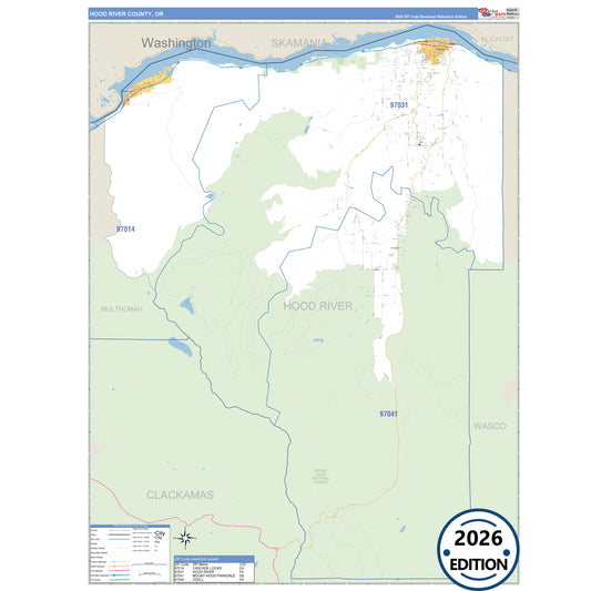 Hood River County, OR Business Reference 5 Digit ZIP Code Wall Map