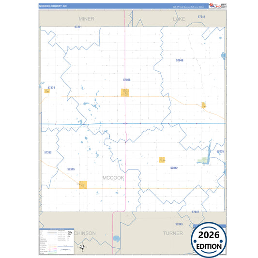 McCook County, SD Business Reference 5 Digit ZIP Code Wall Map