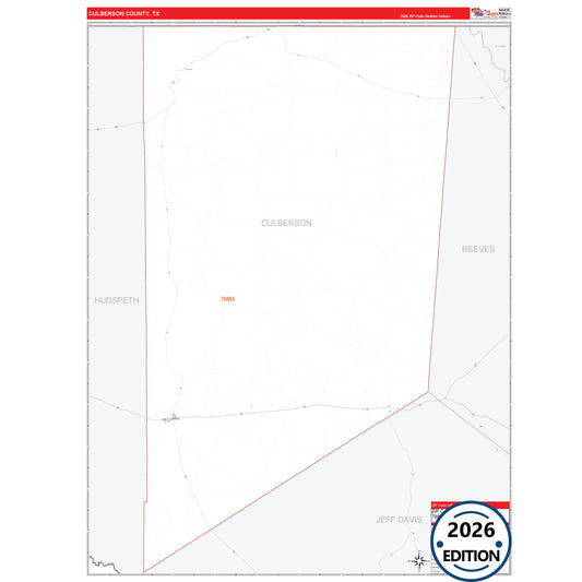 Culberson County, TX Red Line 5 Digit ZIP Code Wall Map