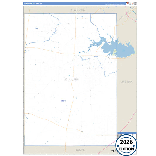 McMullen County, TX Business Reference 5 Digit ZIP Code Wall Map