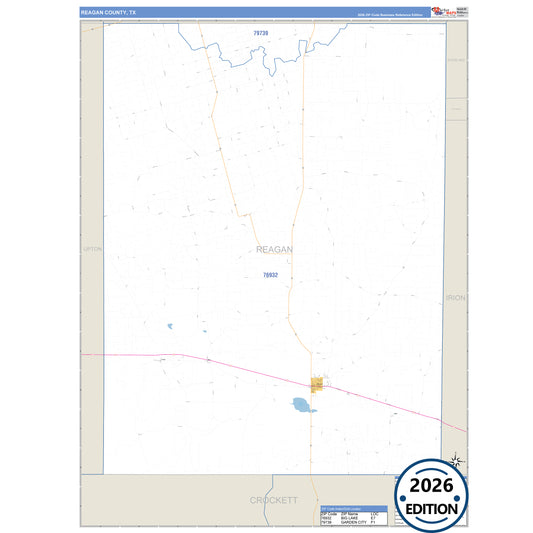 Reagan County, TX Business Reference 5 Digit ZIP Code Wall Map