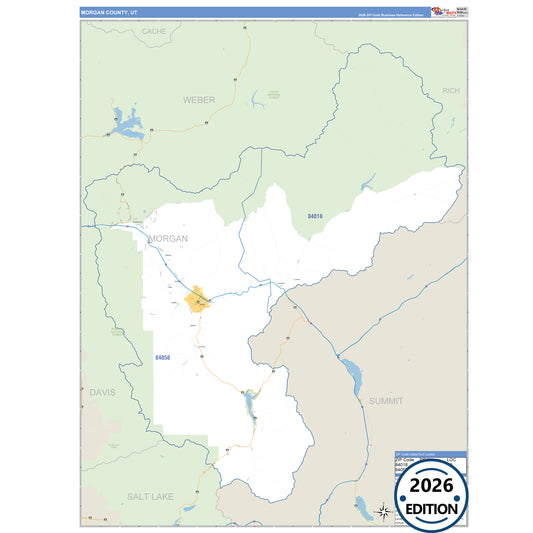 Morgan County, UT Business Reference 5 Digit ZIP Code Wall Map