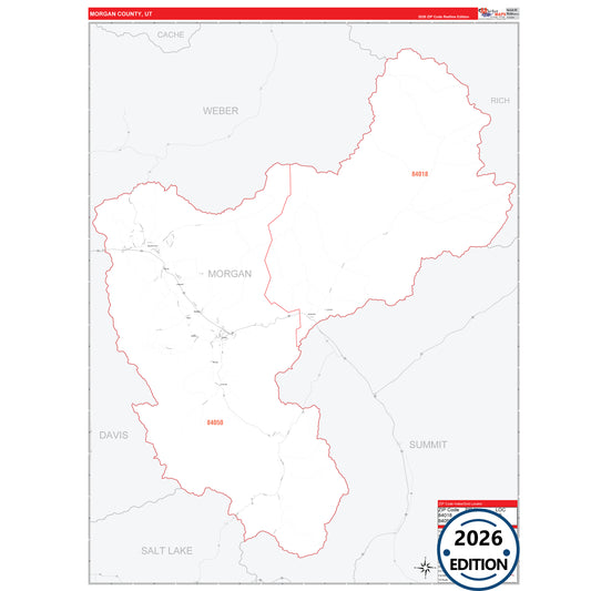 Morgan County, UT Red Line 5 Digit ZIP Code Wall Map