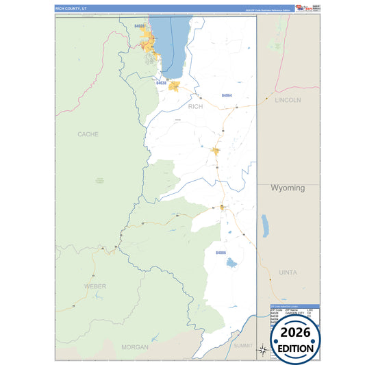 Rich County, UT Business Reference 5 Digit ZIP Code Wall Map