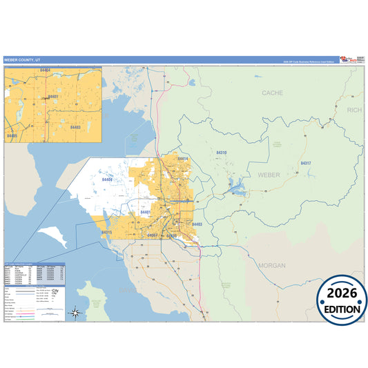 Weber County, UT Business Reference 5 Digit ZIP Code Wall Map