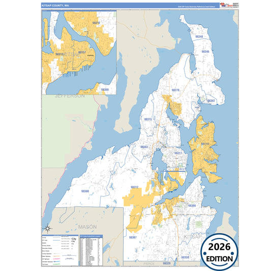 Kitsap County, WA Business Reference 5 Digit ZIP Code Wall Map