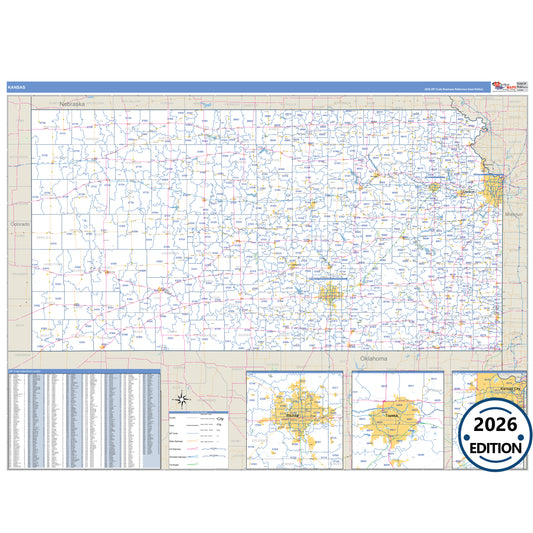 Kansas Business Reference 5 Digit ZIP Code Wall Map
