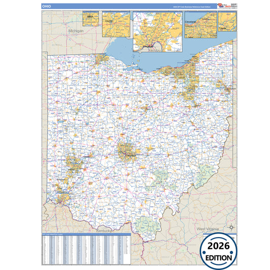 Ohio Business Reference 5 Digit ZIP Code Wall Map