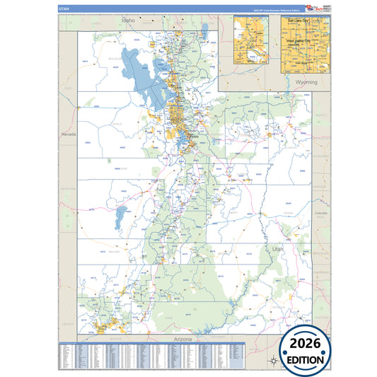 Utah Business Reference 5 Digit ZIP Code Wall Map