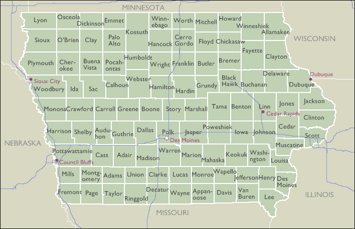 County Map of Iowa