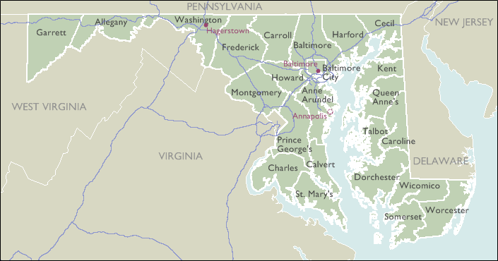 County Map of Maryland