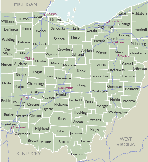 County Map of Ohio