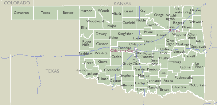 County Map of Oklahoma
