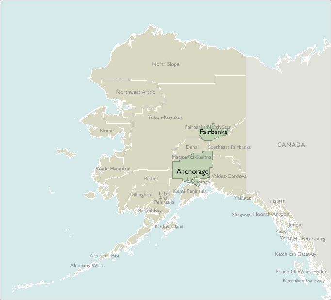 Metro Area Map of Alaska