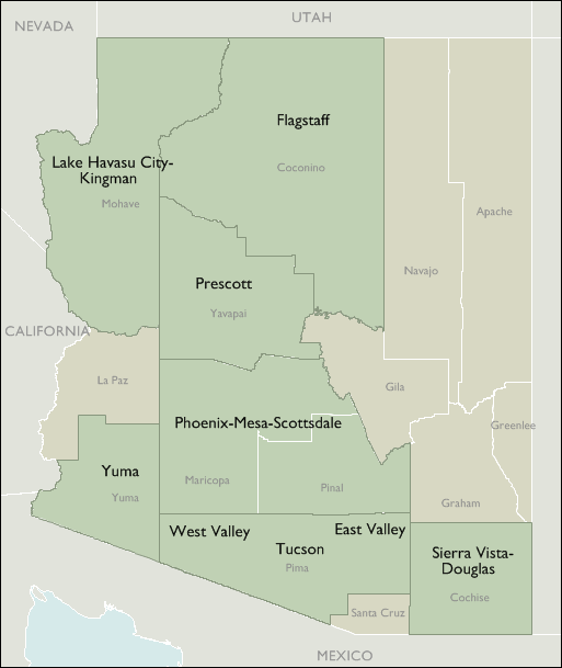 Metro Area Map of Arizona