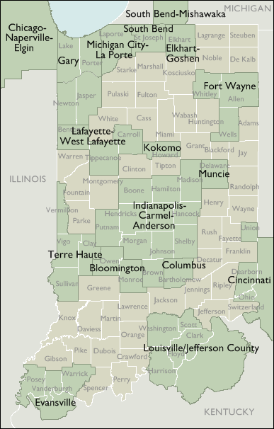 Metro Area Map of Indiana