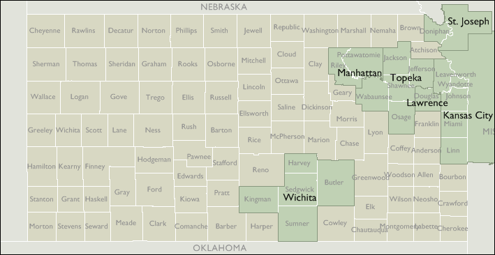 Metro Area Map of Kansas