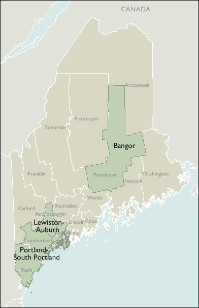 Metro Area Map of Maine