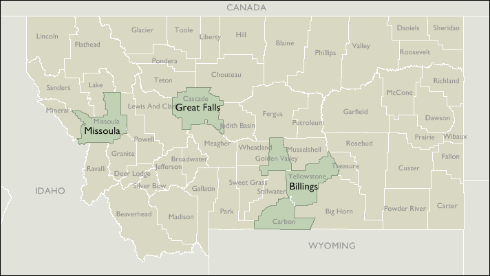 Metro Area Map of Montana