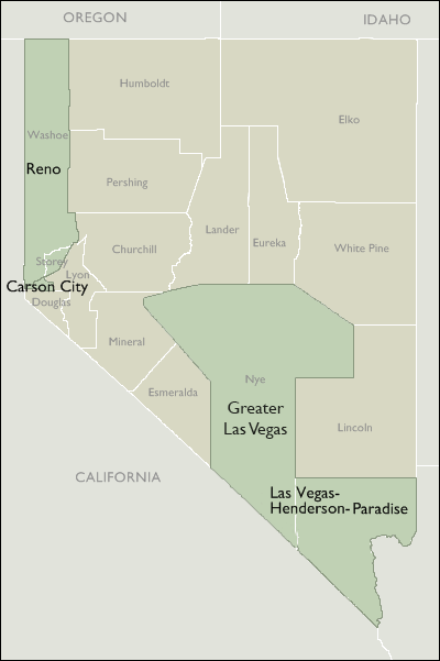 Metro Area Map of Nevada