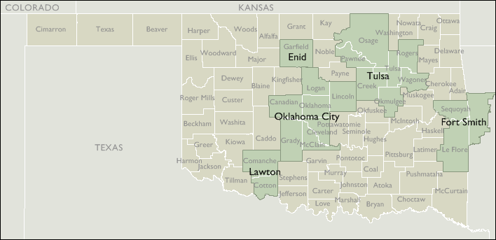 Metro Area Map of Oklahoma