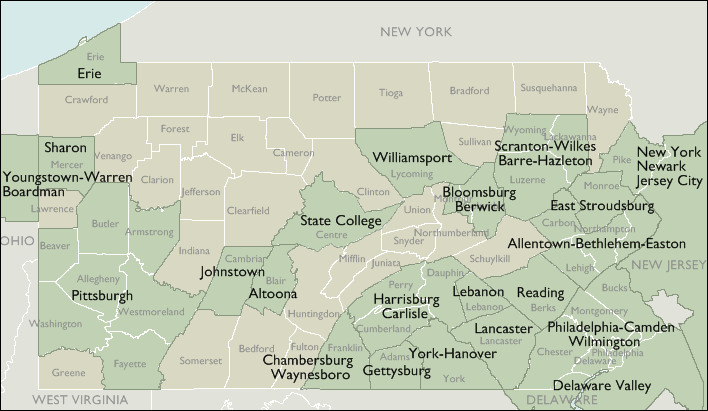 Metro Area Map of Pennsylvania