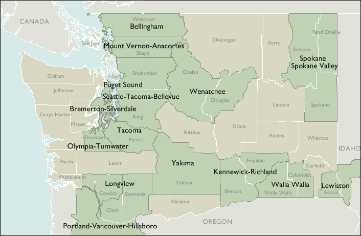Metro Area Map of Washington