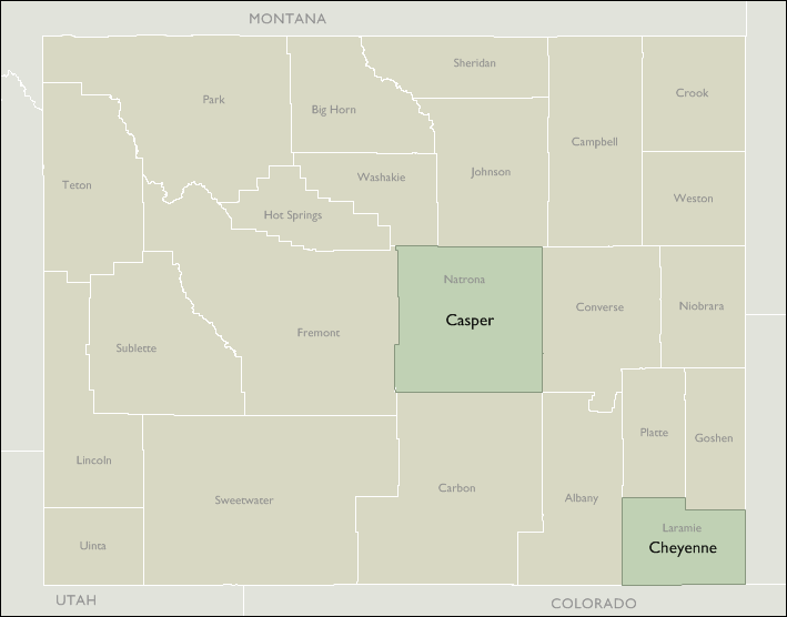 Metro Area Map of Wyoming