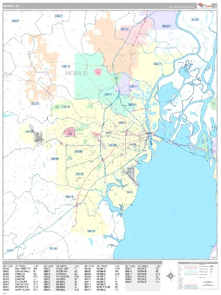 Mobile, AL Classic style ZIP Code wall map