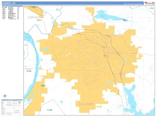 Conway, AR Business Reference style ZIP Code wall map