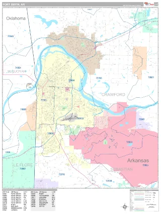 Fort Smith, AR Classic style ZIP Code wall map