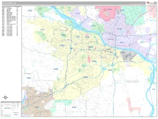 Little Rock, AR Classic style ZIP Code wall map