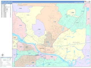 North Little Rock, AR ColorCast style ZIP Code wall map