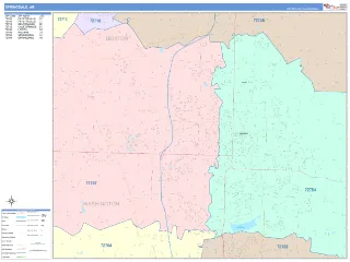 Springdale, AR ColorCast style ZIP Code wall map