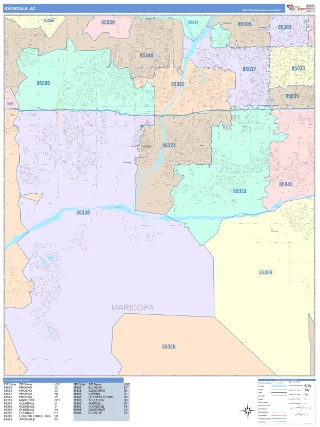Avondale, AZ ColorCast style ZIP Code wall map