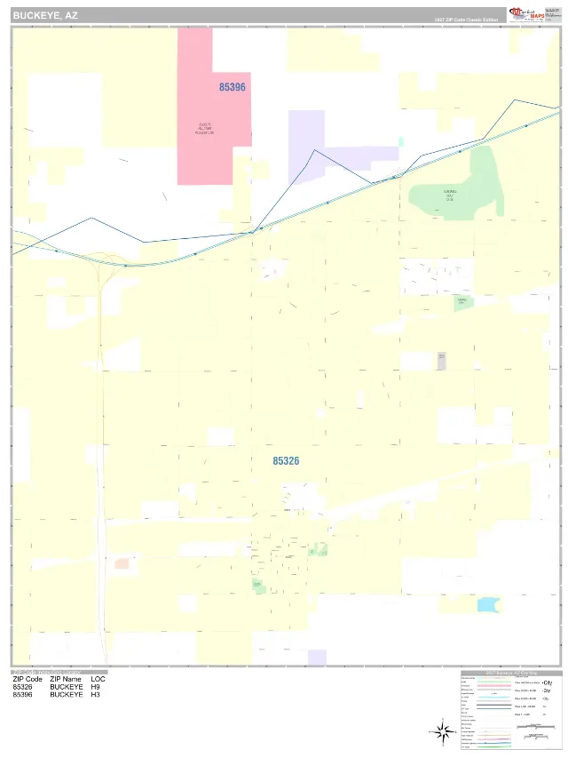 Buckeye, AZ ZIP Code Wall Map, Classic style