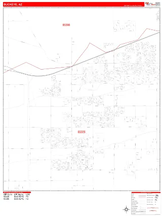 Buckeye, AZ RedLine style ZIP Code wall map