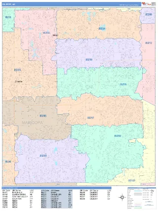 Gilbert, AZ ColorCast style ZIP Code wall map