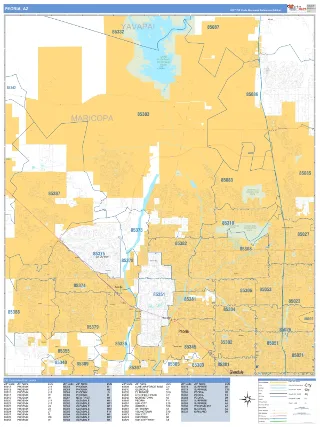 Peoria, AZ Business Reference style ZIP Code wall map