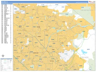 Anaheim, CA Business Reference style ZIP Code wall map