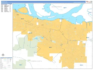Antioch, CA Business Reference style ZIP Code wall map
