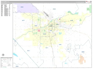 Bakersfield, CA Classic style ZIP Code wall map