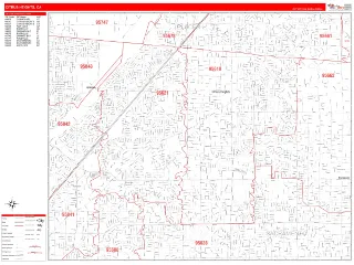 Citrus Heights, CA RedLine style ZIP Code wall map