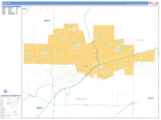 Davis, CA Business Reference style ZIP Code wall map